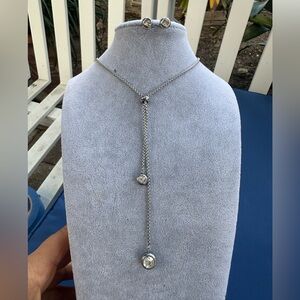 New Stainless Steel Elegant Silver Necklace and Earring Set